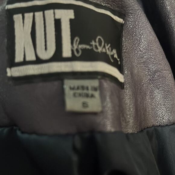 Kut From The Kloth Vegan Leather Purple Biker Moto Boho Jacket S Edgy Baddie - Picture 7 of 8